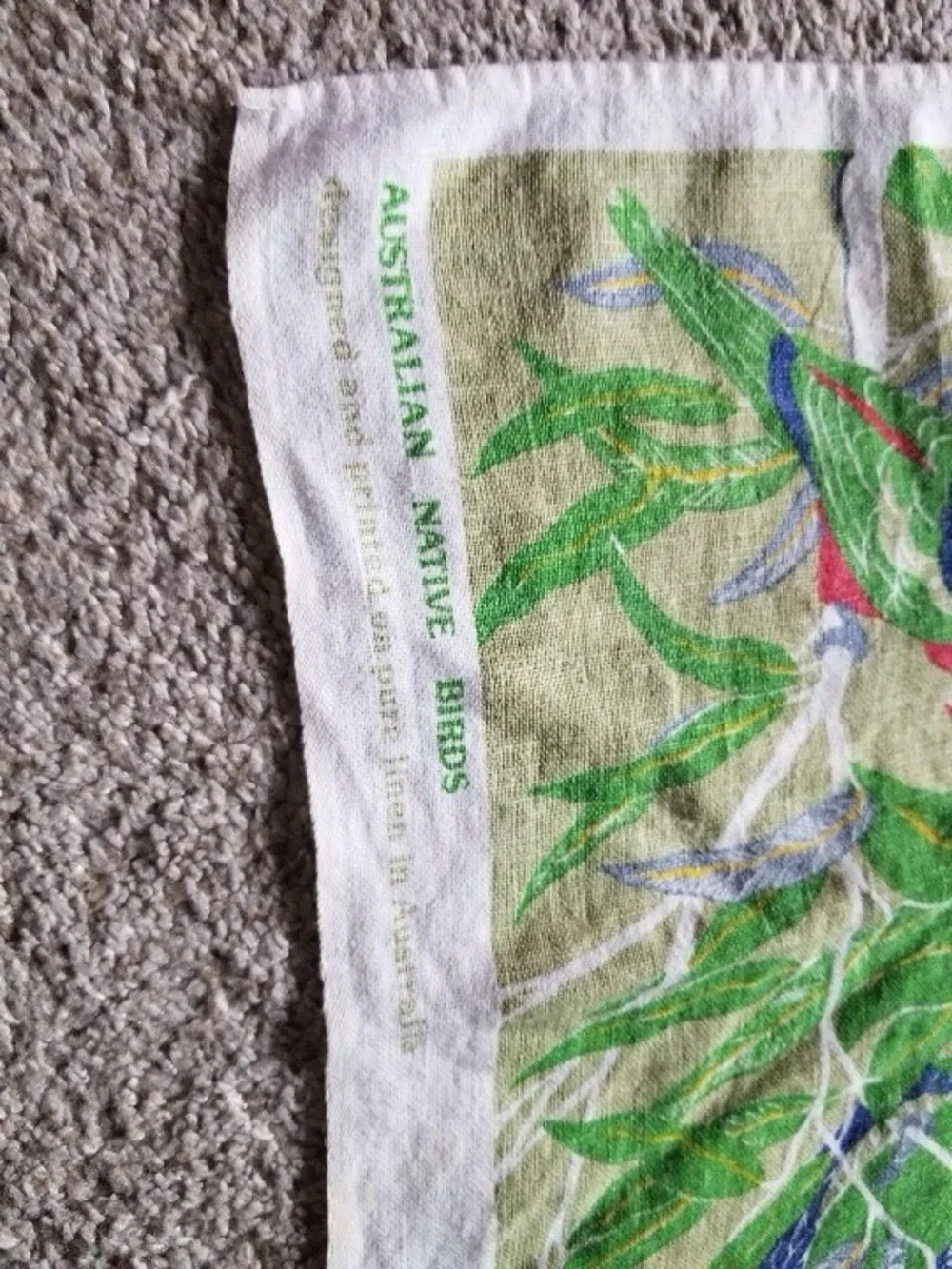 Australian Native Birds Cotton Tea Towel - Green Multi